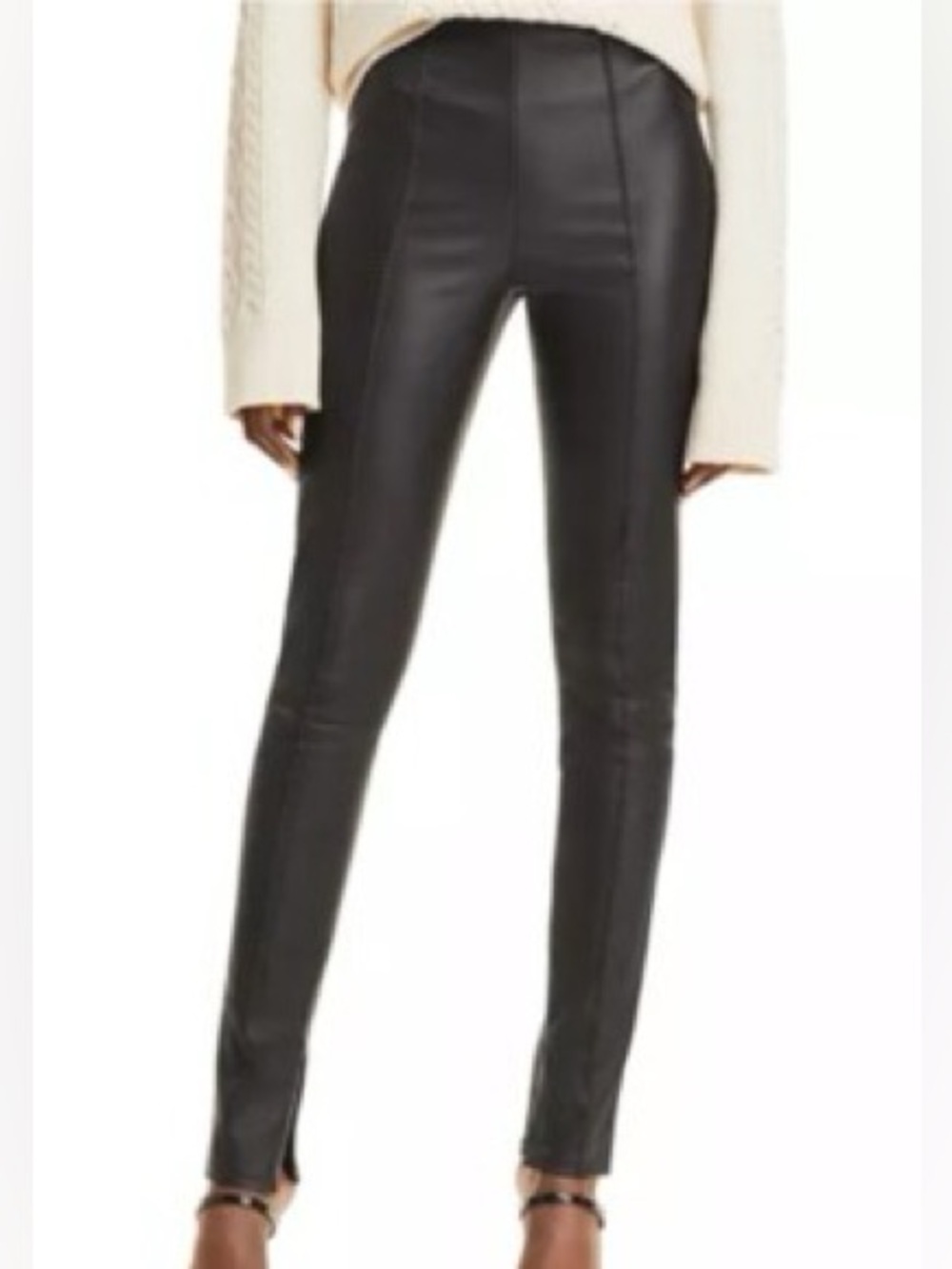 BCBGMaxAzria Black Faux Leather Skinny Pants